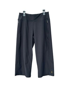 Lucy Black Wide-Leg Performance Capris with Zip Pockets- Yoga or Casual Outings